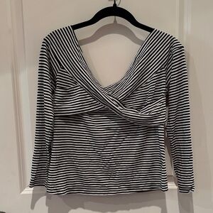 NWT cupcakes & cashmere Black and White Striped Blouse
